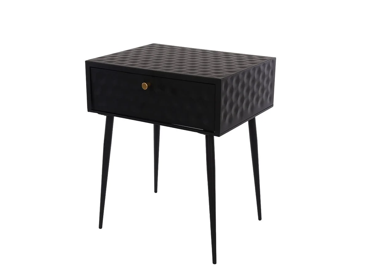 Core Core Saturn 1 Drawer Black Metal Bedside Table