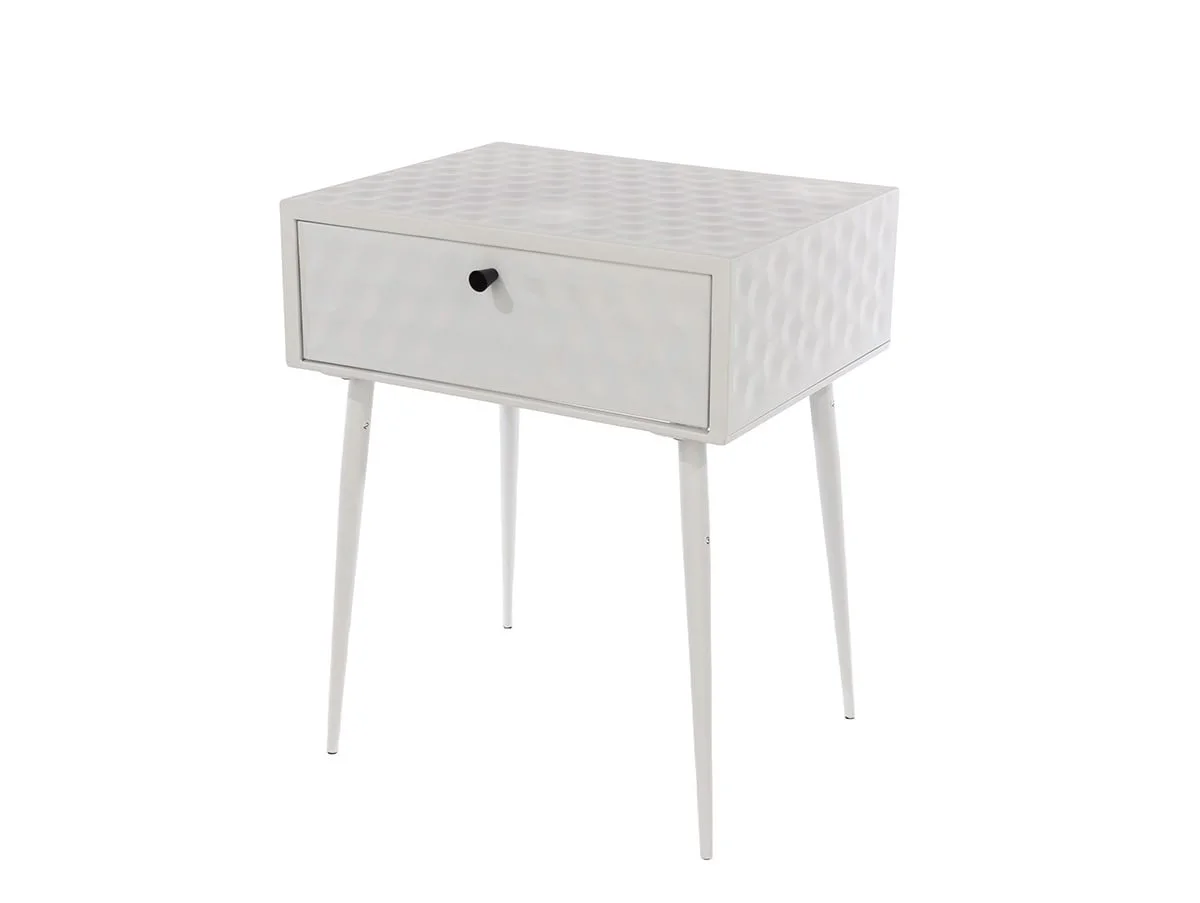 Core Core Saturn 1 Drawer White Metal Bedside Table