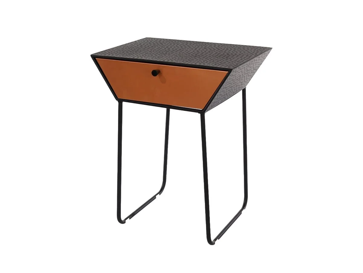 Core Core Apollo 1 Drawer Copper Metal Bedside Table
