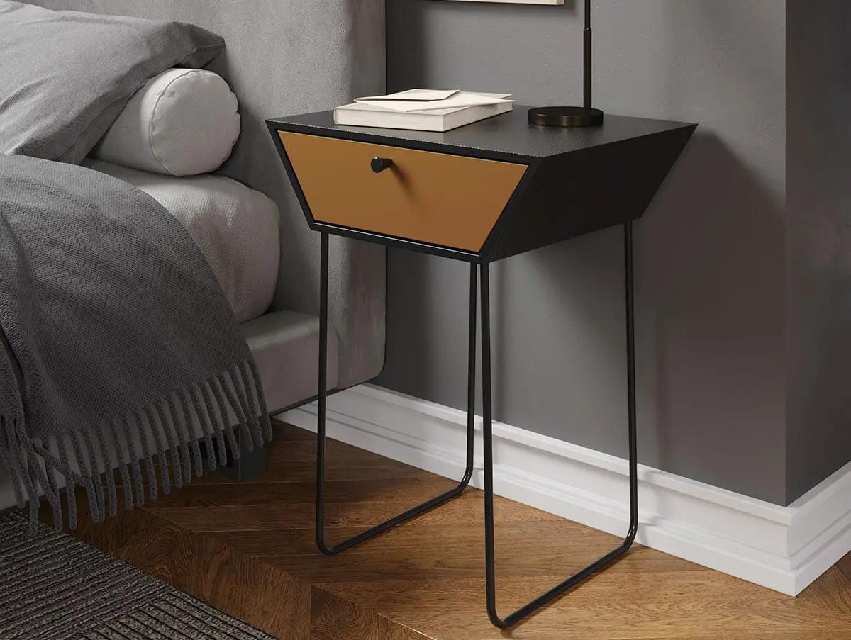 Core Core Apollo 1 Drawer Copper Metal Bedside Table