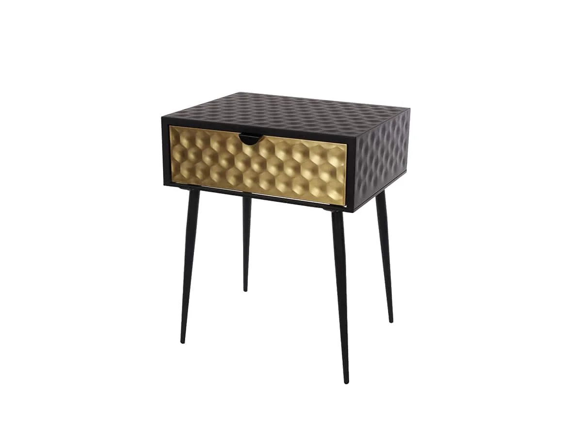 Core Core Jupiter 1 Drawer Gold Metal Bedside Table