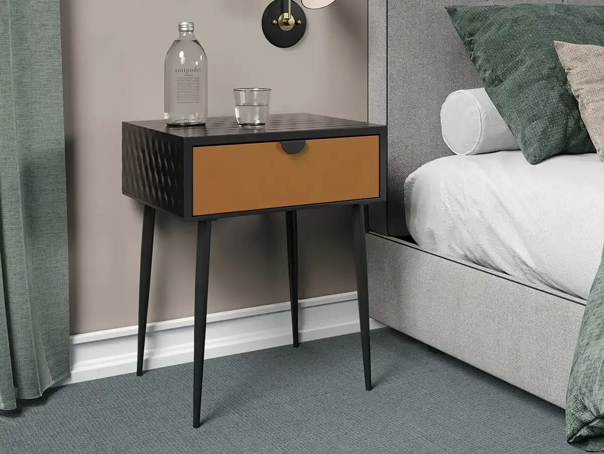 Core Core Jupiter 1 Drawer Copper Metal Bedside Table
