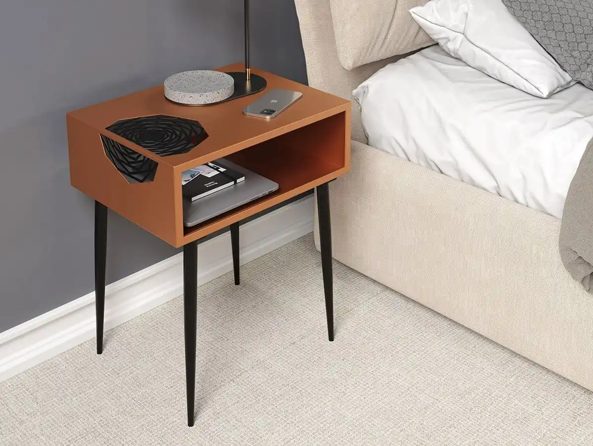 Core Core Galaxy 1 Drawer Copper Metal Bedside Table