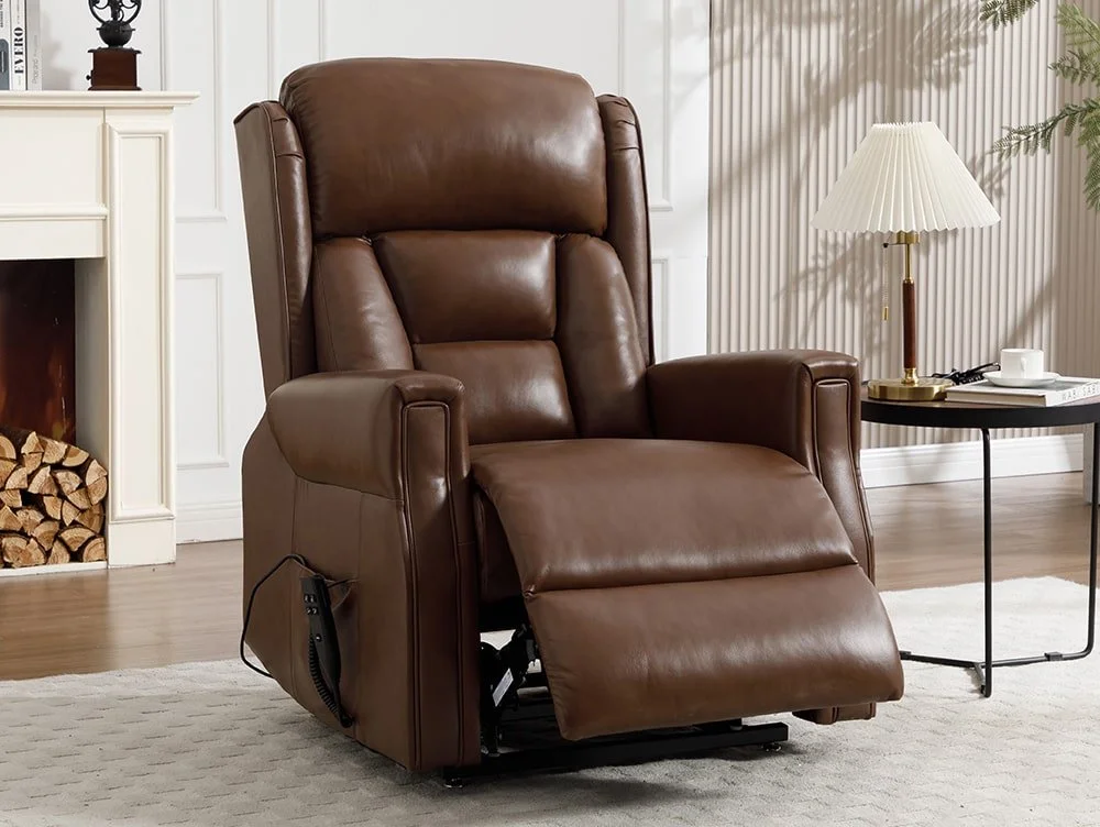 ASC ASC Turin Dual Motor Chestnut Brown Leather Riser Recliner Chair