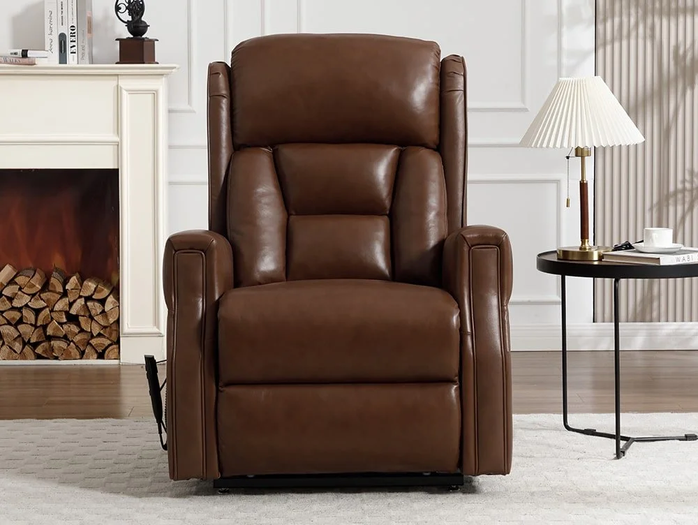 ASC ASC Turin Dual Motor Chestnut Brown Leather Riser Recliner Chair