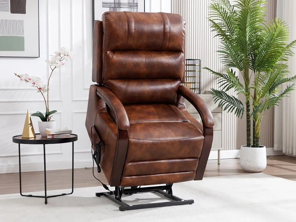 ASC ASC Regal Dual Motor Tan Faux Leather Riser Recliner Chair