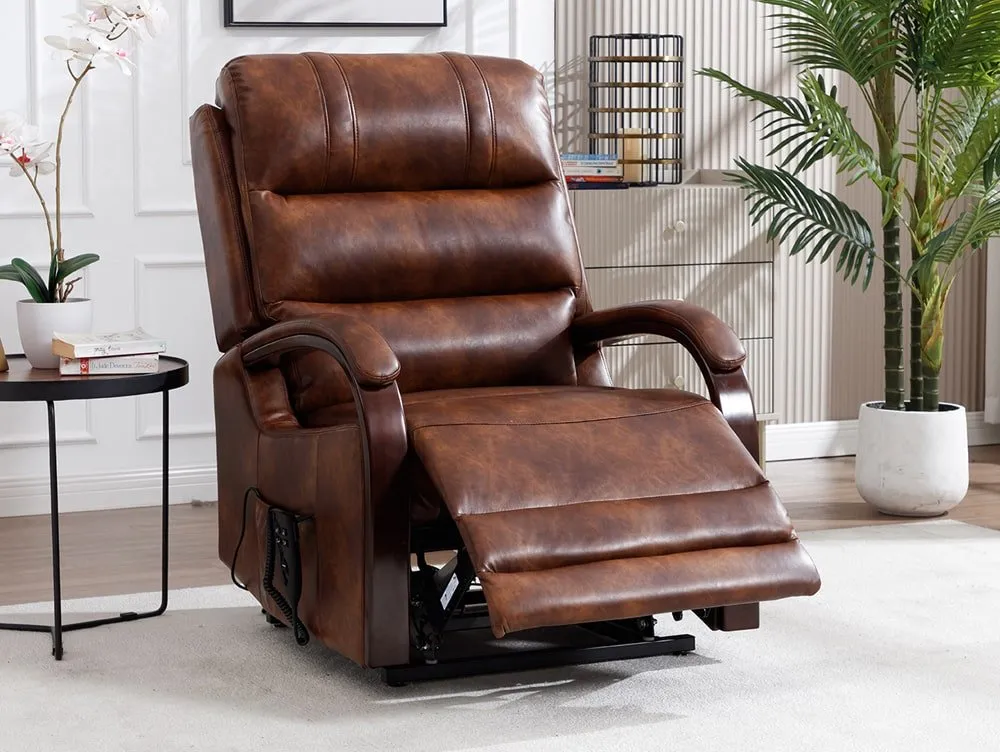 ASC ASC Regal Dual Motor Tan Faux Leather Riser Recliner Chair