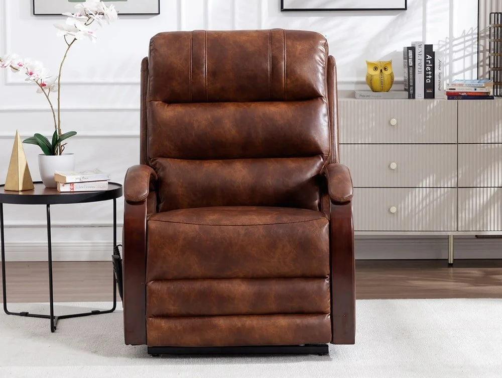 ASC ASC Regal Dual Motor Tan Faux Leather Riser Recliner Chair