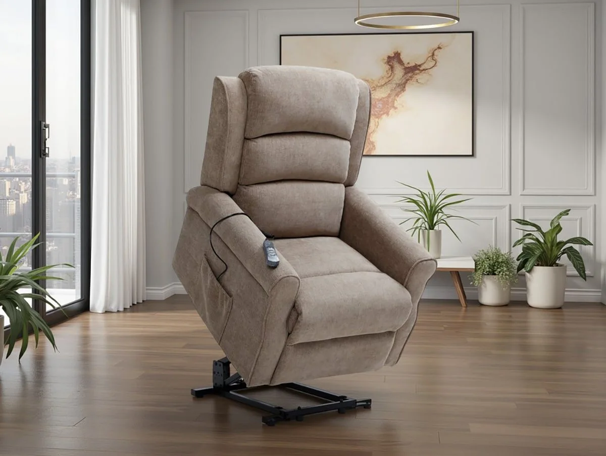 Kyoto Kyoto Baxter Dual Motor Mushroom Chenille Riser Recliner Chair