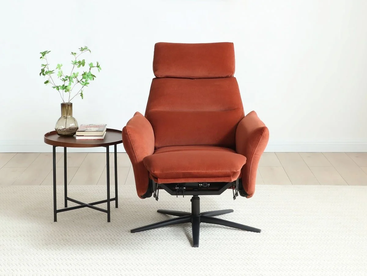 Kyoto Kyoto Austin Burnt Orange Velvet Fabric Power Recliner Chair