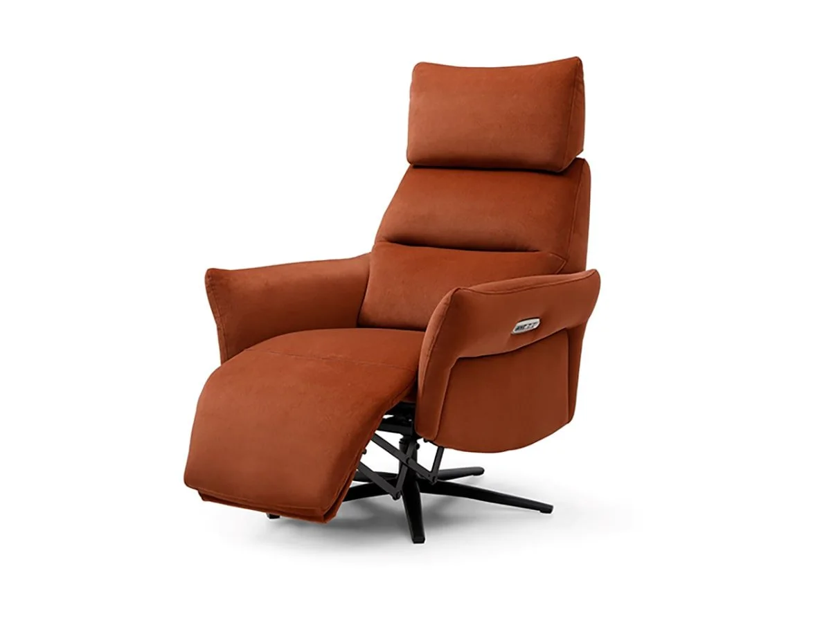 Kyoto Kyoto Austin Burnt Orange Velvet Fabric Power Recliner Chair