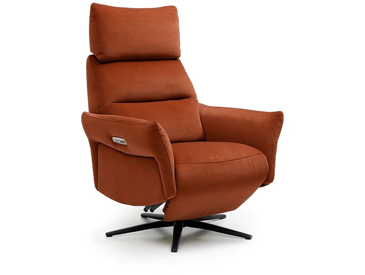 Kyoto Kyoto Austin Burnt Orange Velvet Fabric Power Recliner Chair