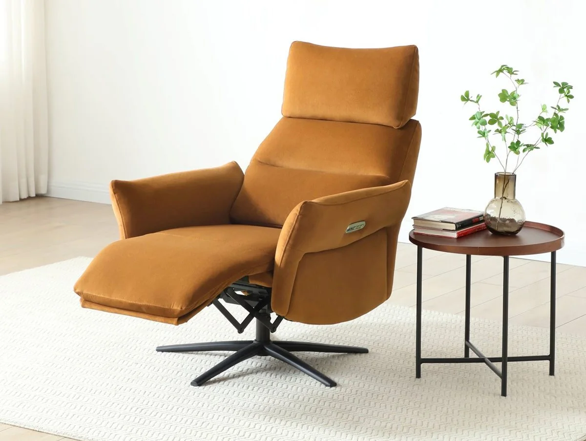 Kyoto Kyoto Austin Ochre Velvet Fabric Power Recliner Chair
