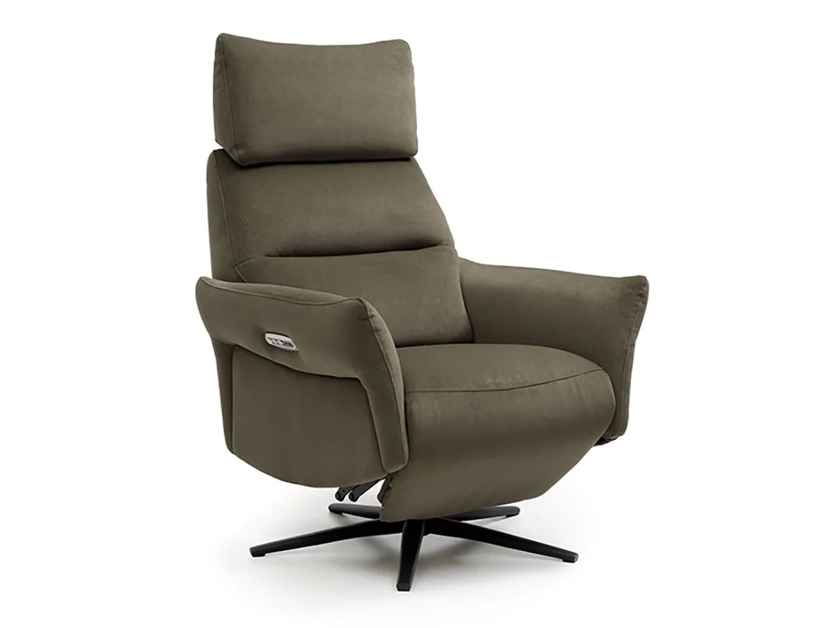 Kyoto Kyoto Austin Washed Olive Velvet Fabric Power Recliner Chair