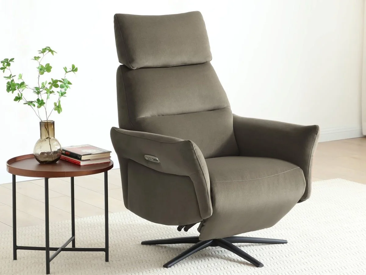 Kyoto Kyoto Austin Washed Olive Velvet Fabric Power Recliner Chair