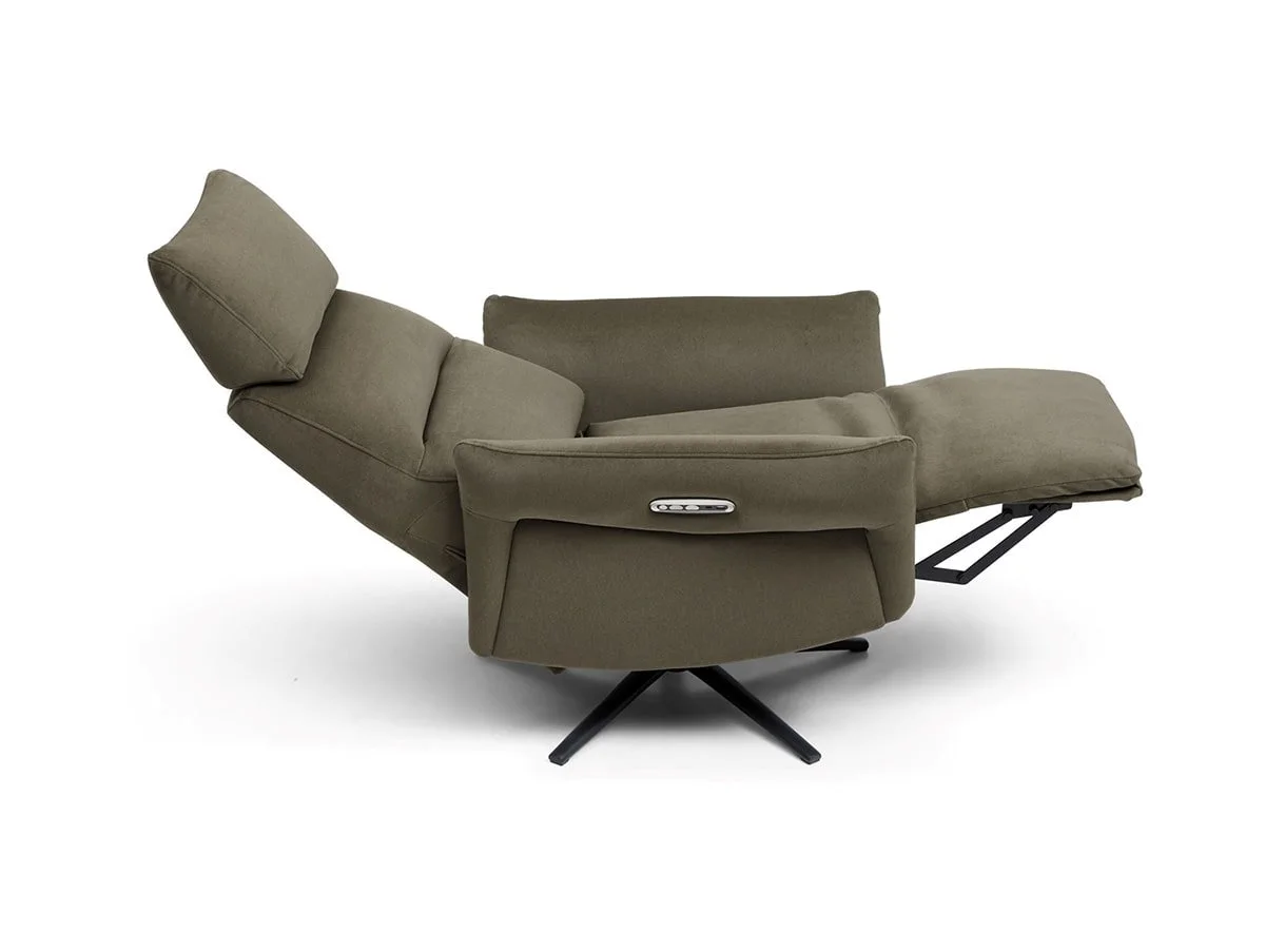 Kyoto Kyoto Austin Washed Olive Velvet Fabric Power Recliner Chair