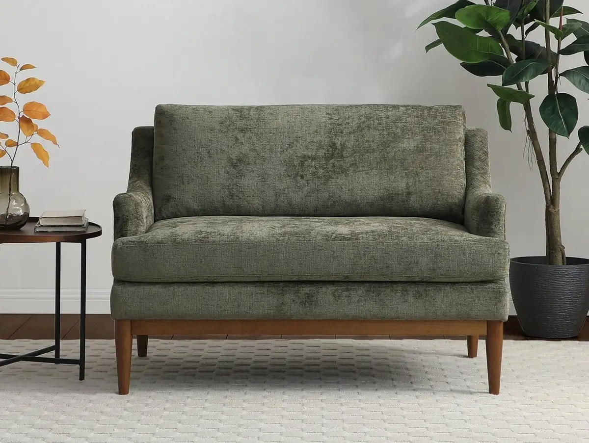 Kyoto Kyoto Briar Olive Chenille Fabric 2 Seater Sofa