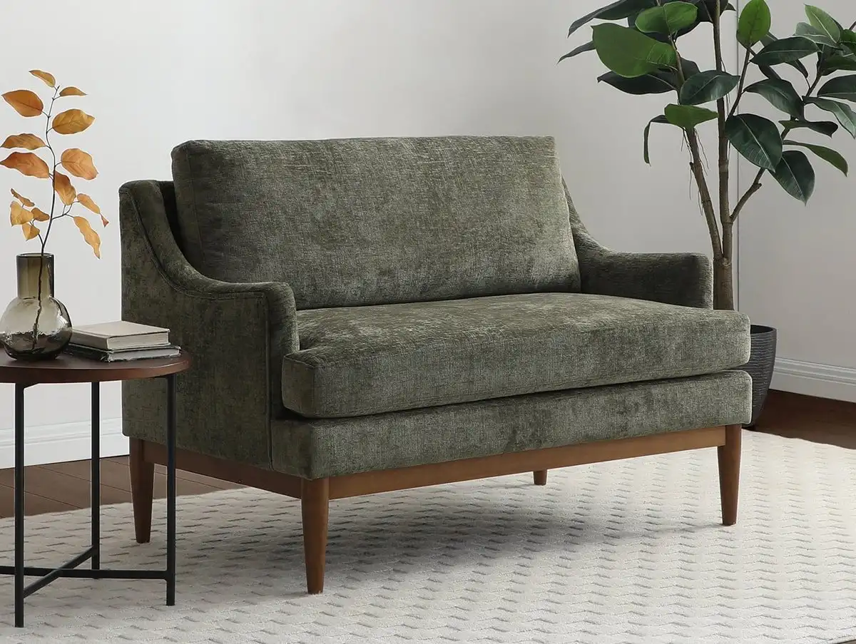 Kyoto Kyoto Briar Olive Chenille Fabric 2 Seater Sofa