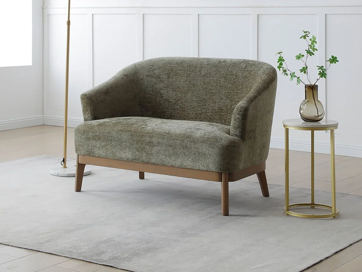 Kyoto Kyoto Ella Olive Chenille Fabric 2 Seater Sofa