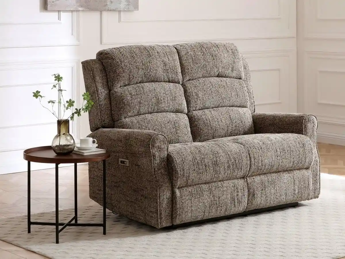 Kyoto Kyoto Baxter Fawn Woven Chenille 2 Seater Recliner Sofa