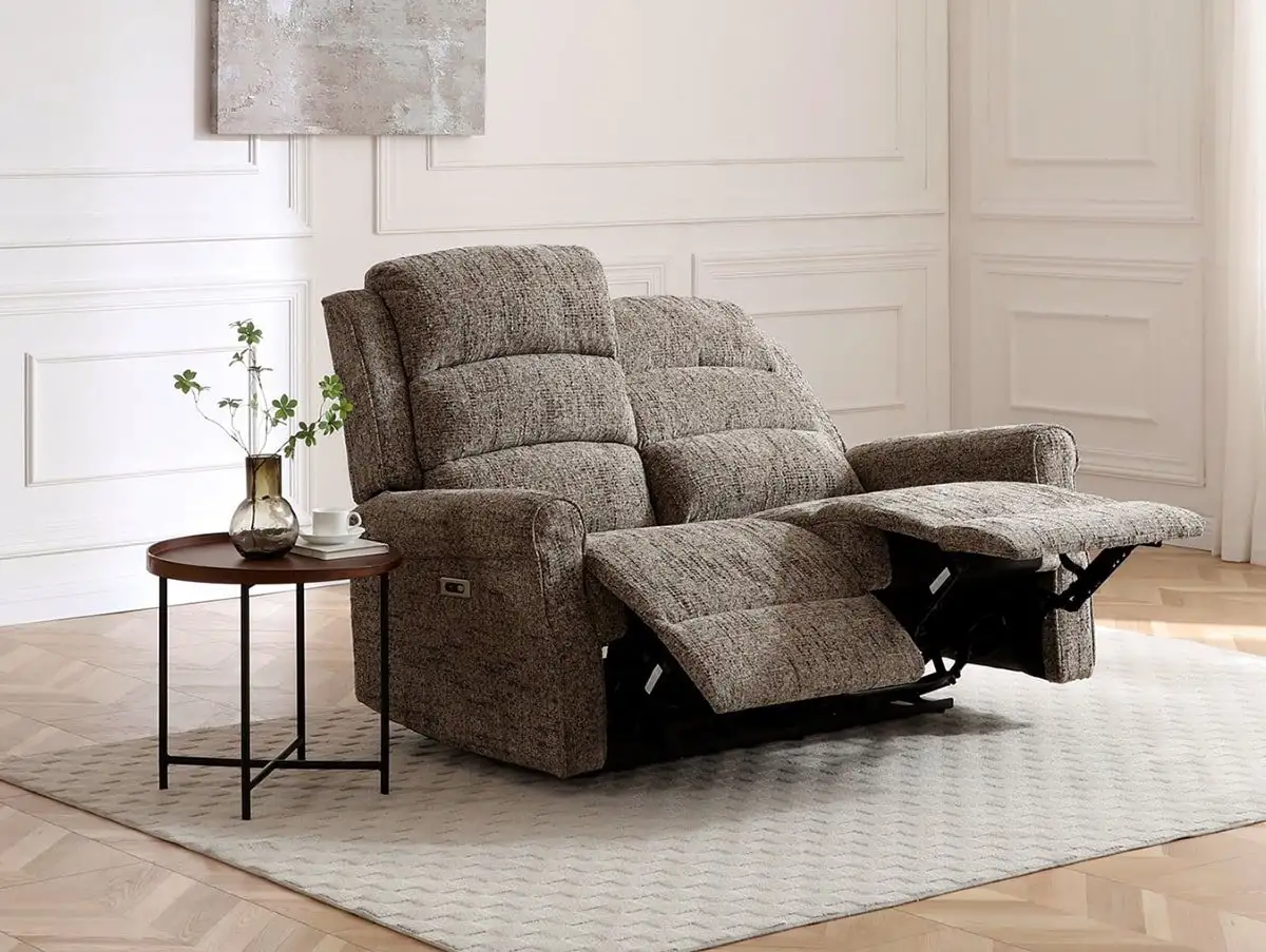 Kyoto Kyoto Baxter Fawn Woven Chenille 2 Seater Recliner Sofa