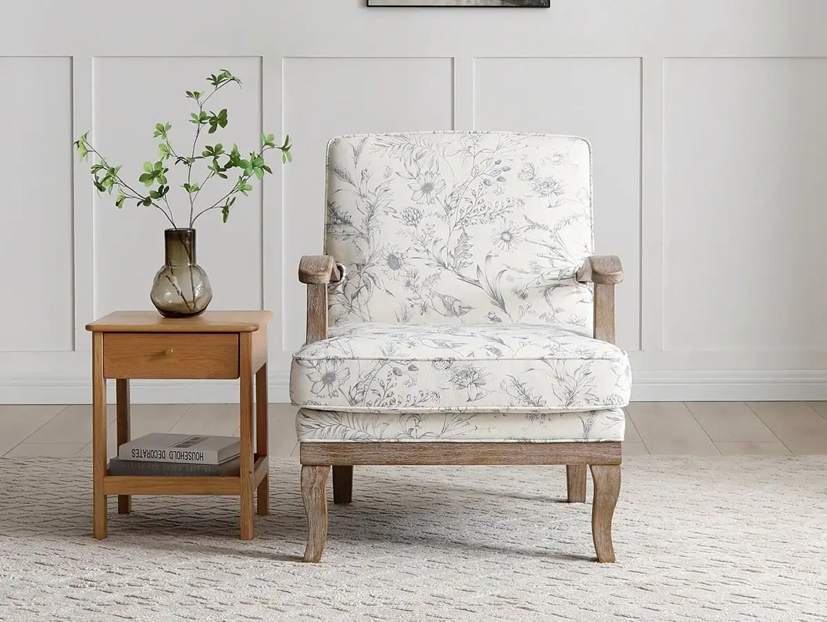 Kyoto Kyoto Colwell Meadow Print Natural Accent Chair