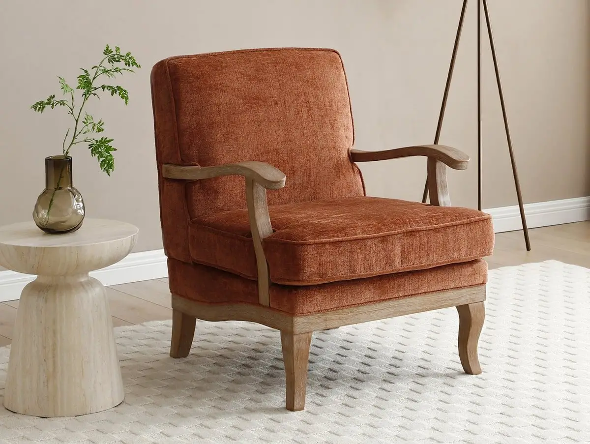 Kyoto Kyoto Colwell Terracotta Distressed Chenille Accent Chair