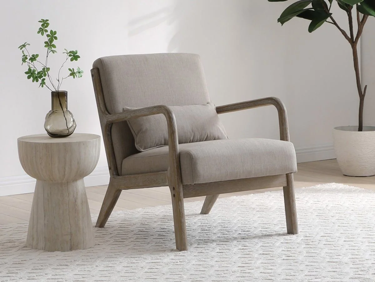 Kyoto Kyoto Inca Oatmeal Linen Accent Chair