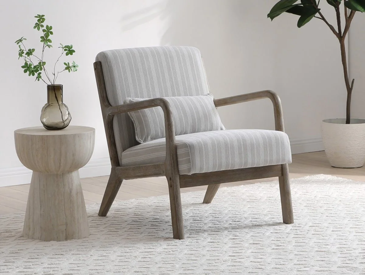 Kyoto Kyoto Inca Natural Chenille Stripe Accent Chair