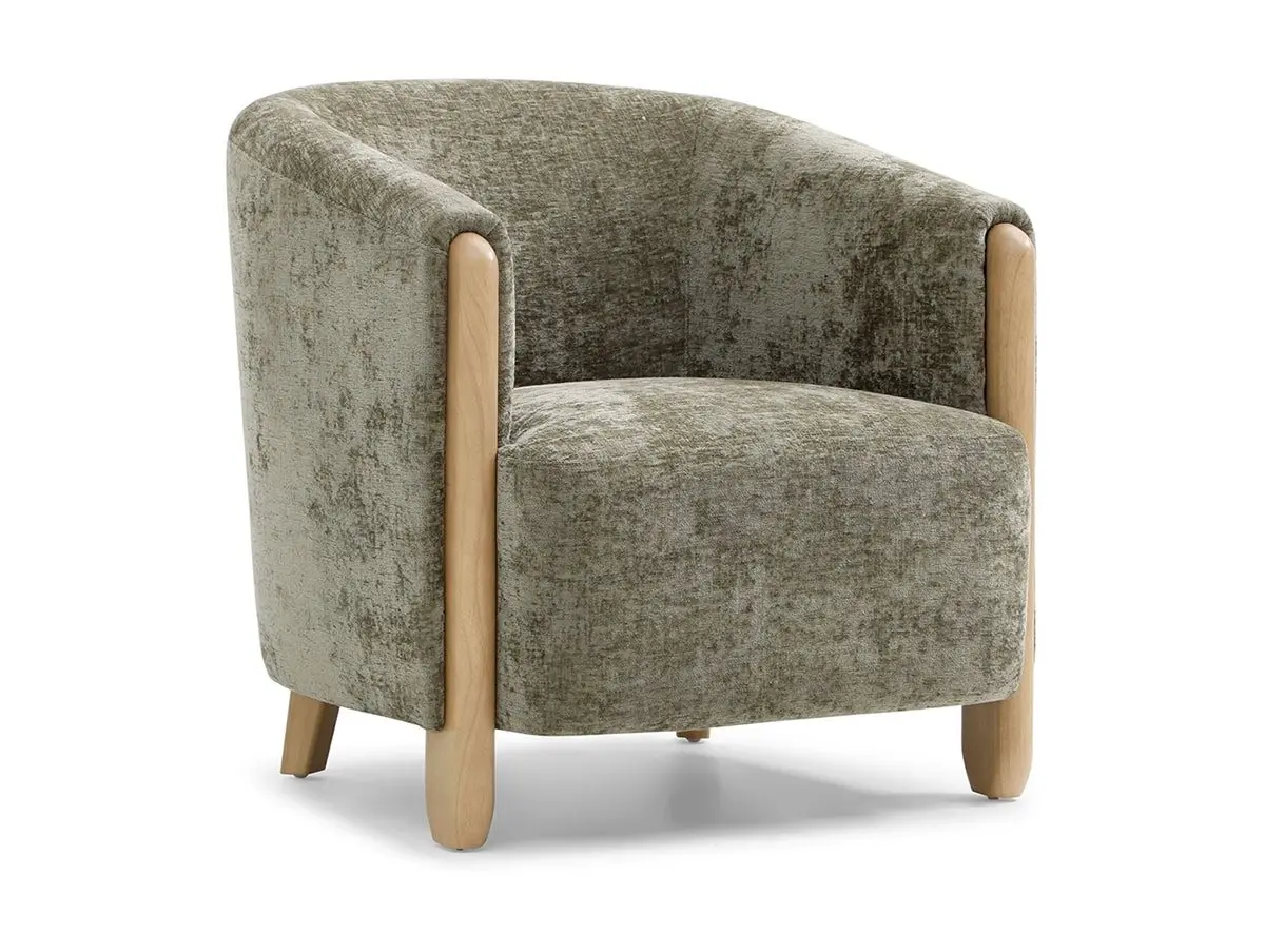 Kyoto Kyoto Jules Olive Distressed Chenille Fabric Accent Chair