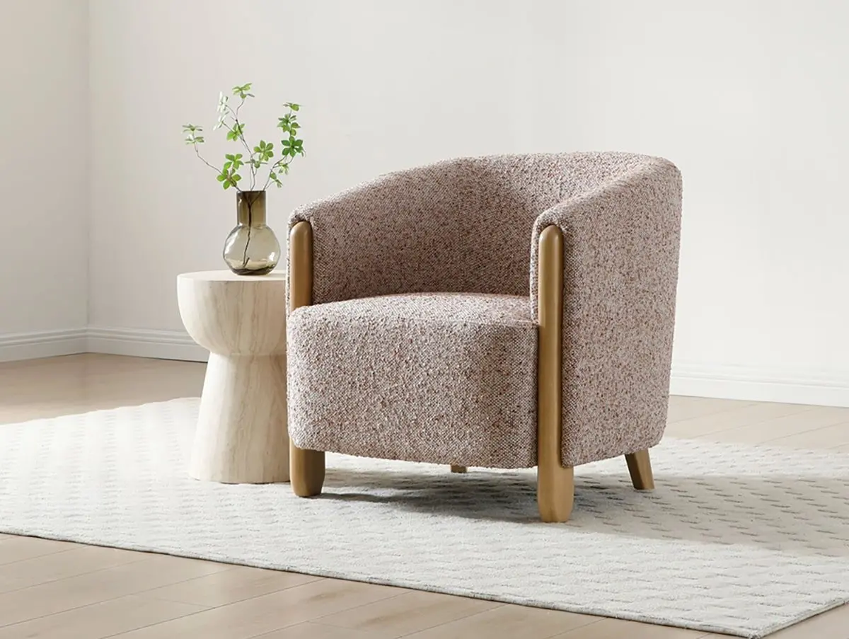 Kyoto Kyoto Jules Natural Speckled Terracotta Fabric Accent Chair