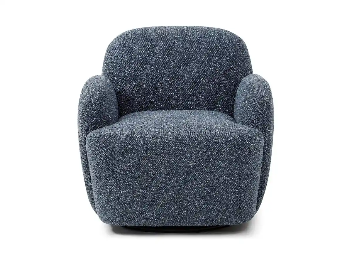 Kyoto Kyoto Micky Navy Textured Boucle Fabric Swivel Chair