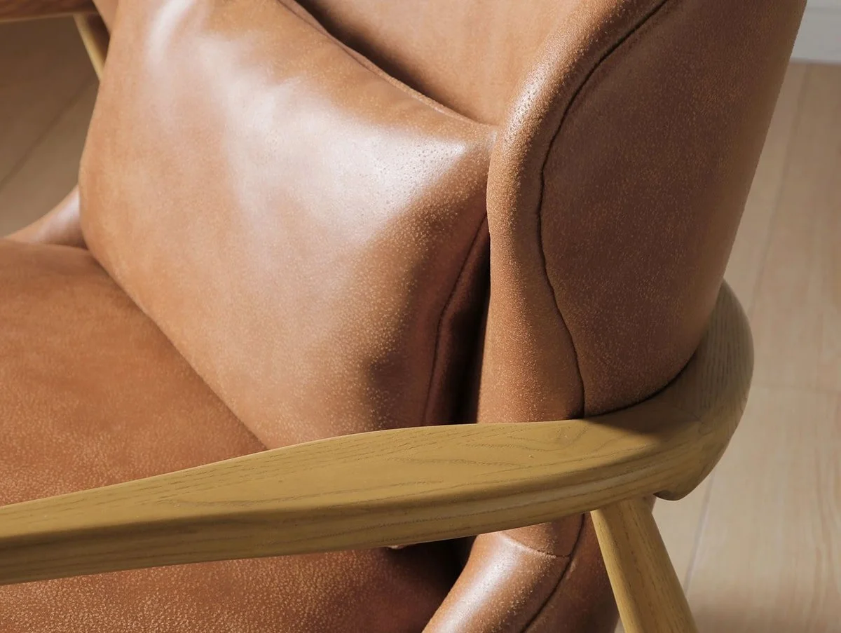 Kyoto Kyoto Milo Tan Split Leather Armchair