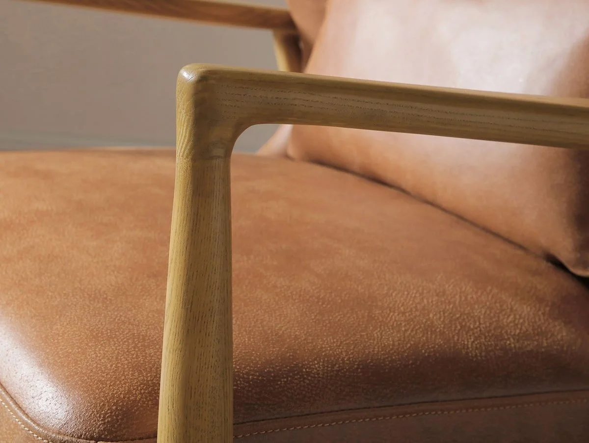 Kyoto Kyoto Milo Tan Split Leather Armchair