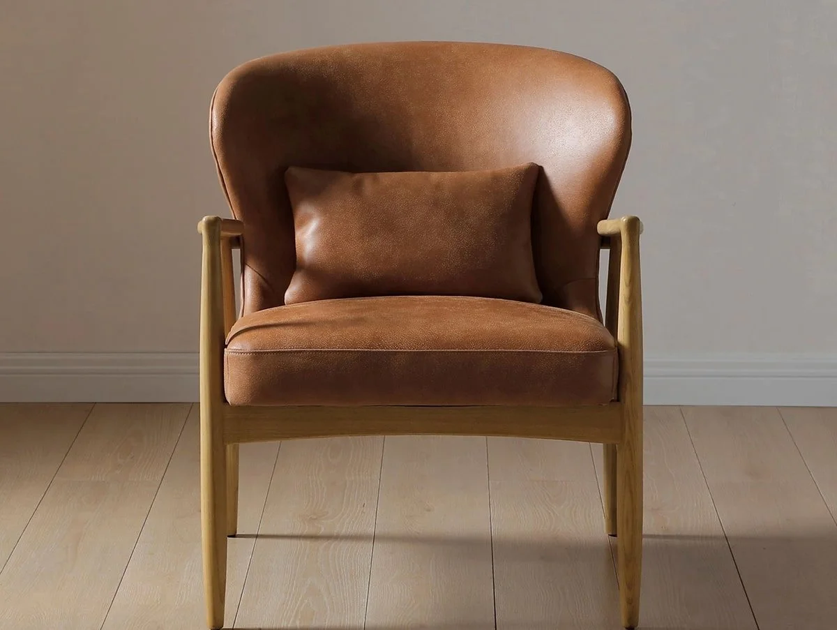 Kyoto Kyoto Milo Tan Split Leather Armchair