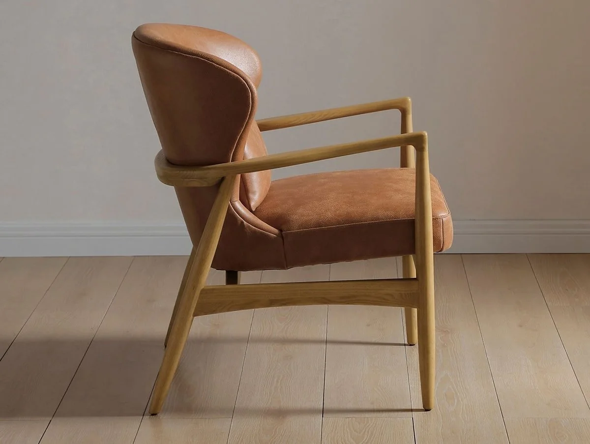 Kyoto Kyoto Milo Tan Split Leather Armchair