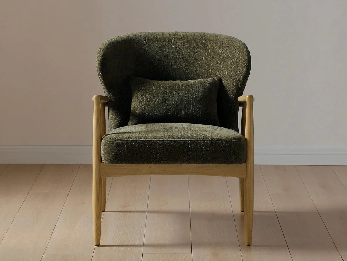 Kyoto Kyoto Milo Olive Textured Chenille Fabric Armchair
