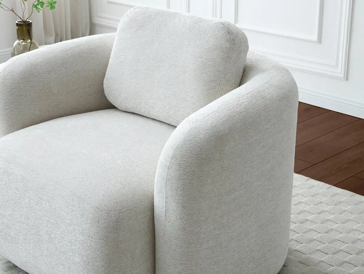 Kyoto Kyoto Mitch Natural Soft Chenille Fabric Swivel Chair