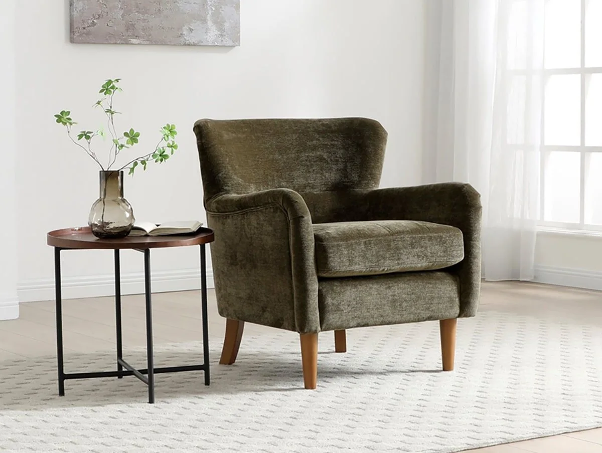 Kyoto Kyoto Rosie Olive Luxe Chenille Fabric Armchair