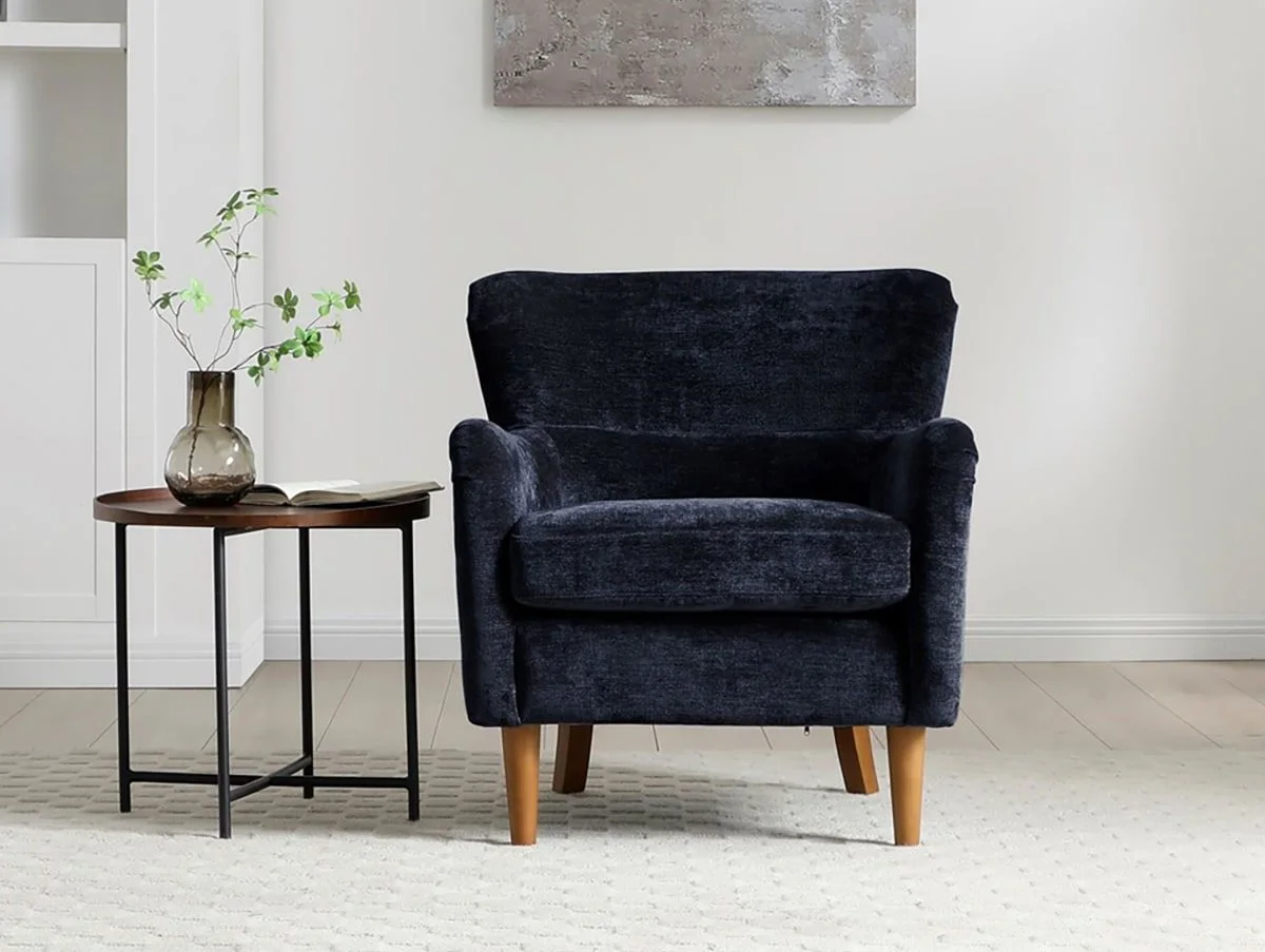 Kyoto Kyoto Rosie Navy Luxe Chenille Fabric Armchair