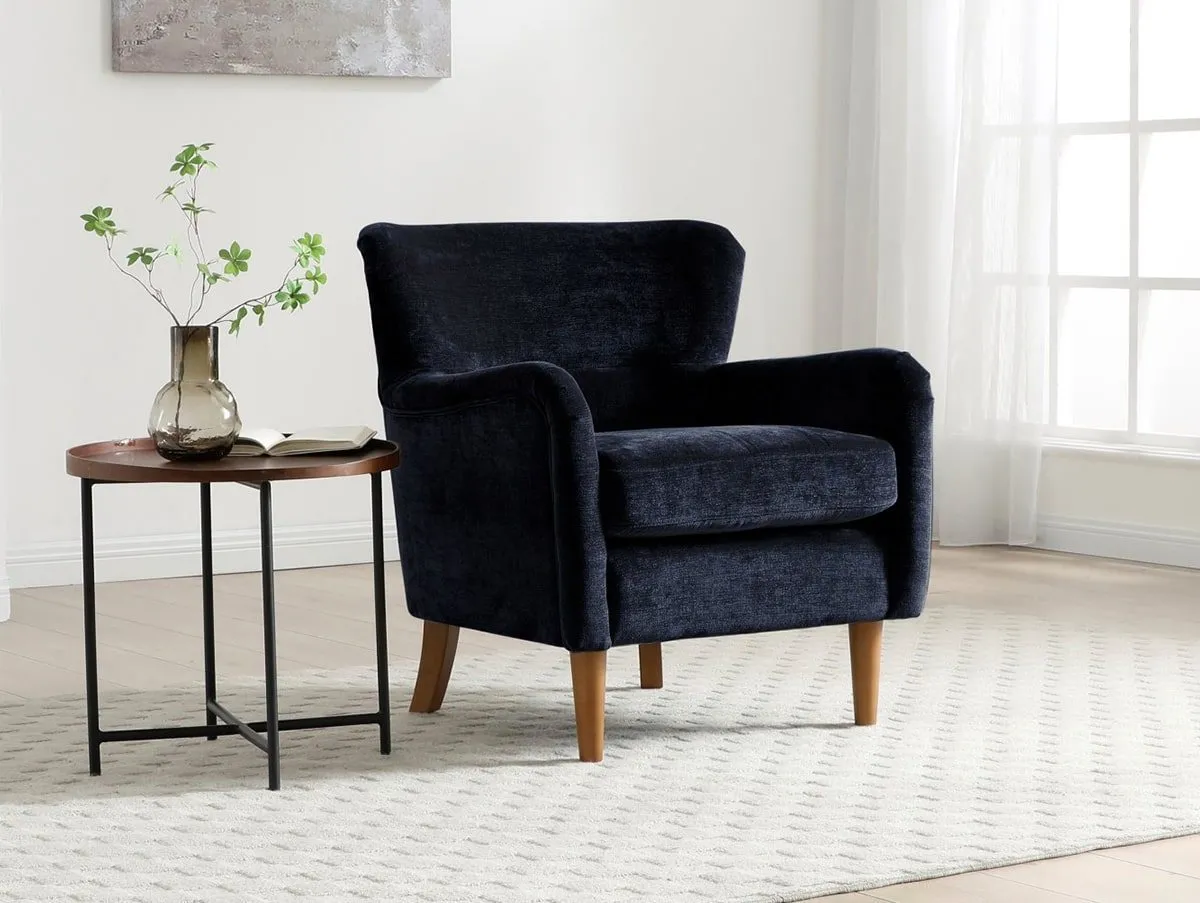 Kyoto Kyoto Rosie Navy Luxe Chenille Fabric Armchair