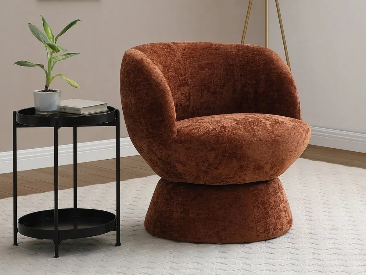 Kyoto Kyoto Tulip Terracotta Chenille Fabric Swivel Chair