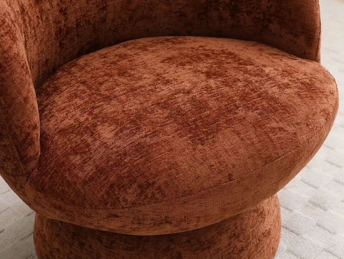Kyoto Kyoto Tulip Terracotta Chenille Fabric Swivel Chair