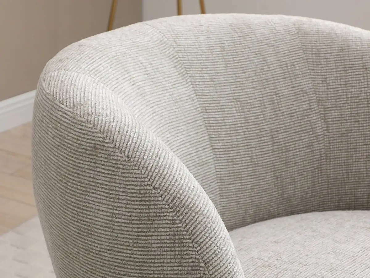 Kyoto Kyoto Tulip Natural Woven Chenille Fabric Swivel Chair