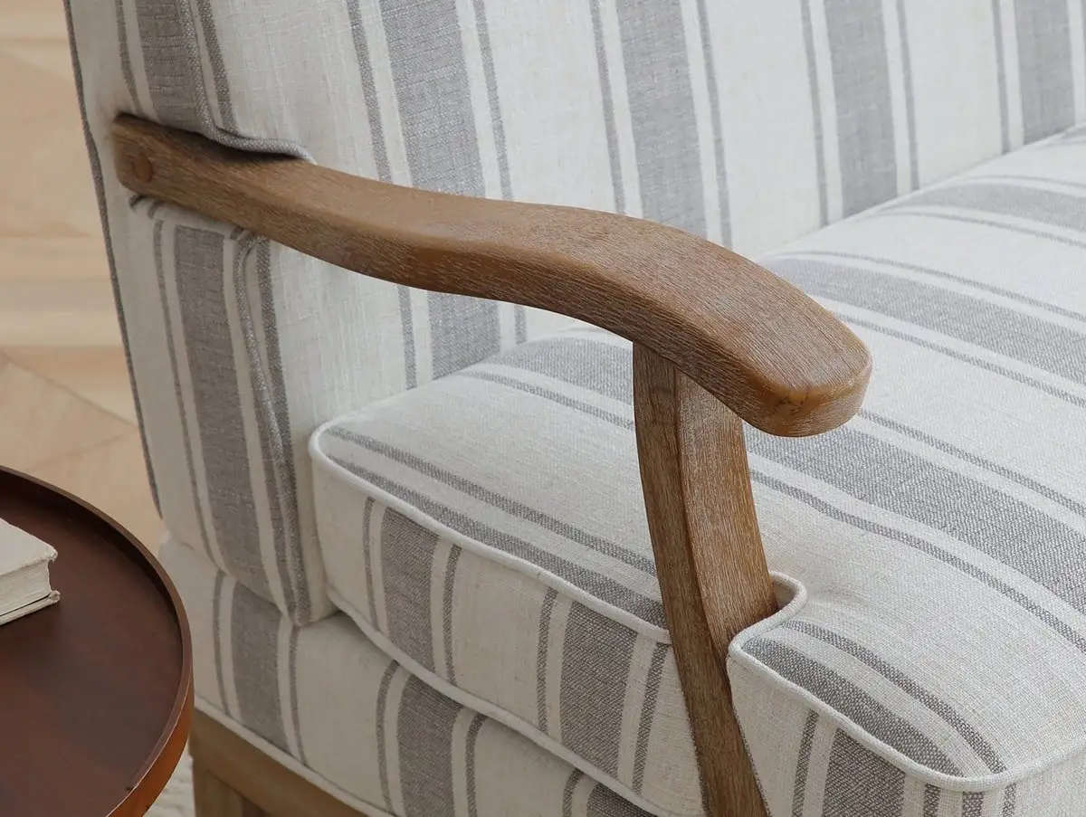 Kyoto Kyoto Colwell Natural Textured Stripe Fabric 2 Seater Chair