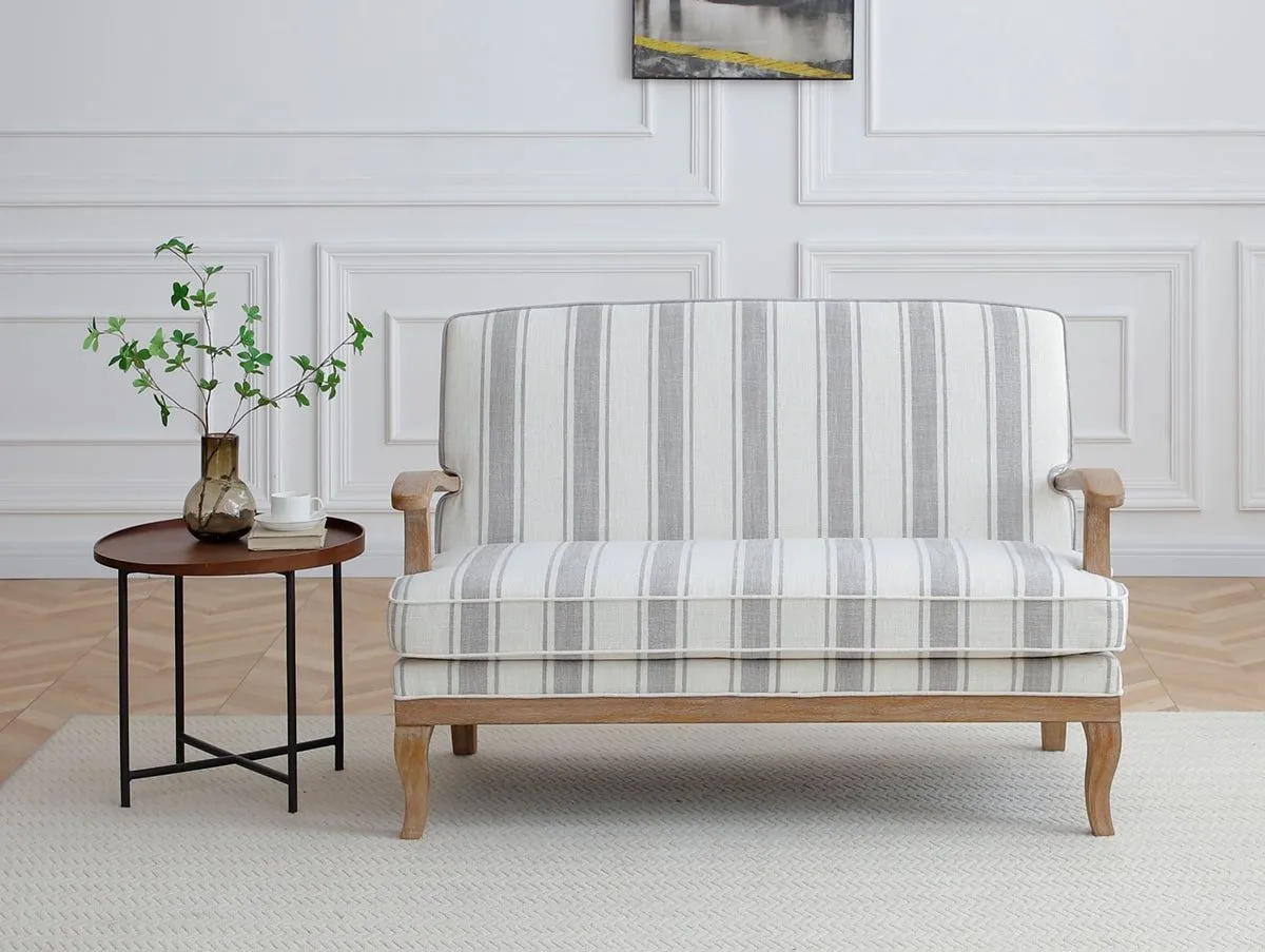 Kyoto Kyoto Colwell Natural Textured Stripe Fabric 2 Seater Chair