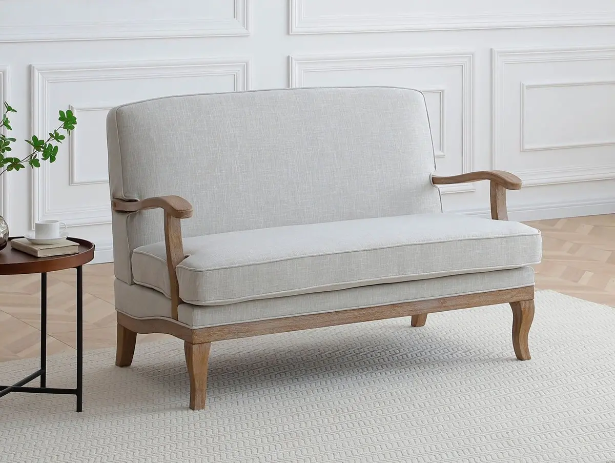Kyoto Kyoto Colwell Cream Textured Linen 2 Seater Chair