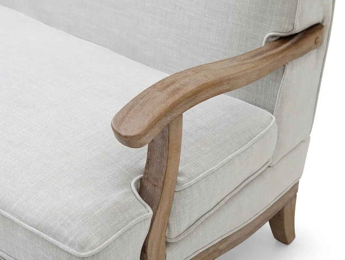 Kyoto Kyoto Colwell Cream Textured Linen 2 Seater Chair