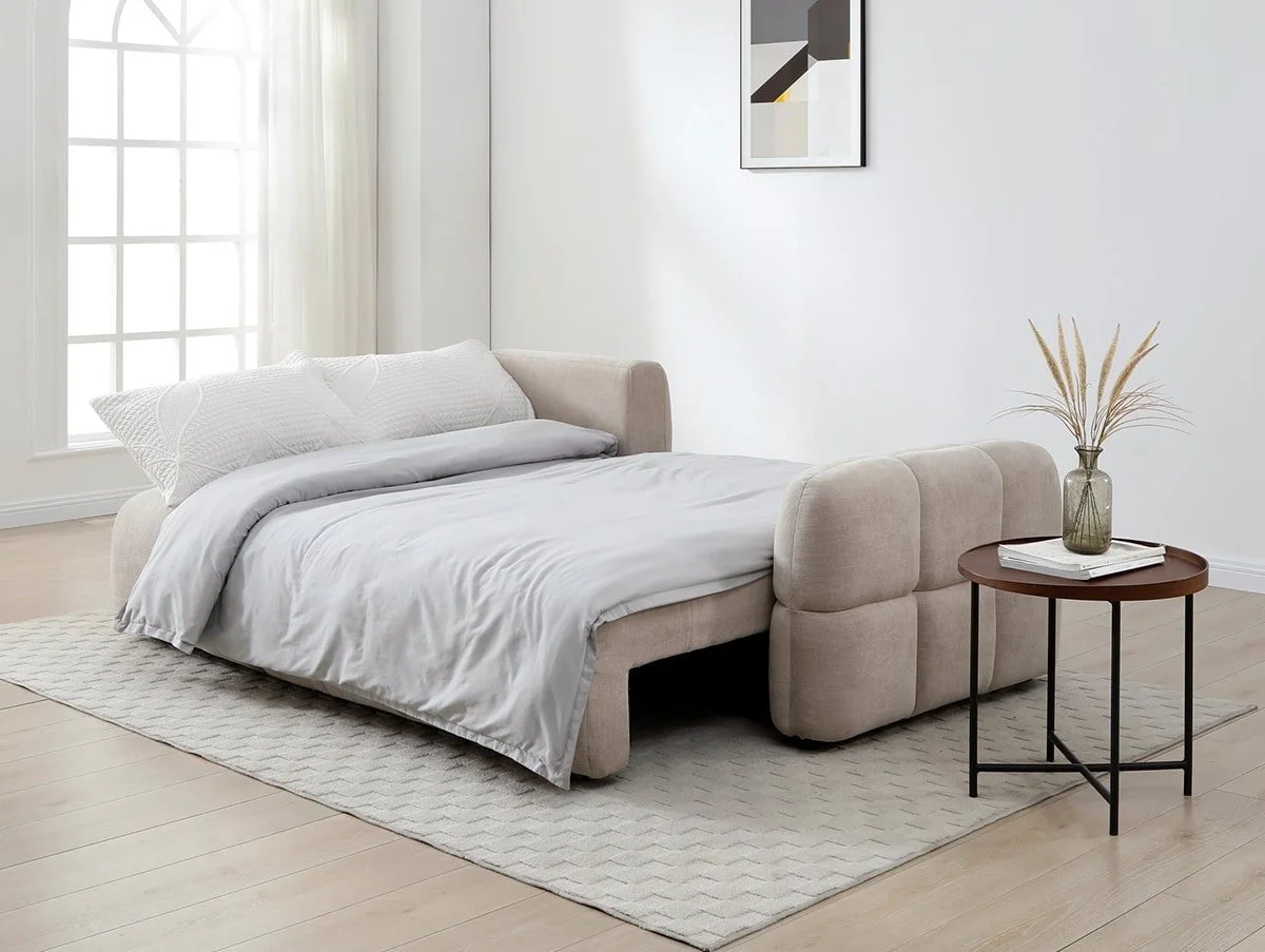 Kyoto Kyoto Morgan Taupe Chenille Fabric Corner Sofa Bed