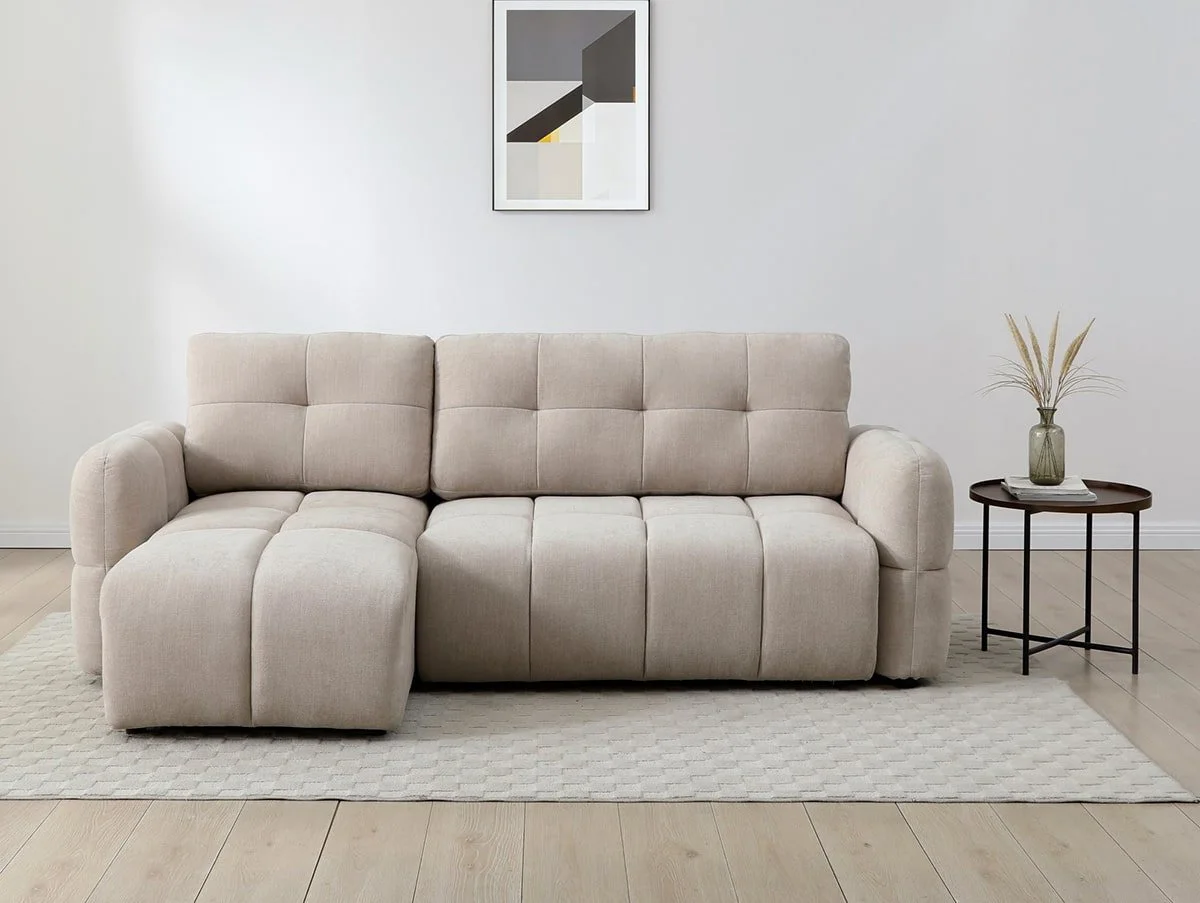 Kyoto Kyoto Morgan Taupe Chenille Fabric Corner Sofa Bed